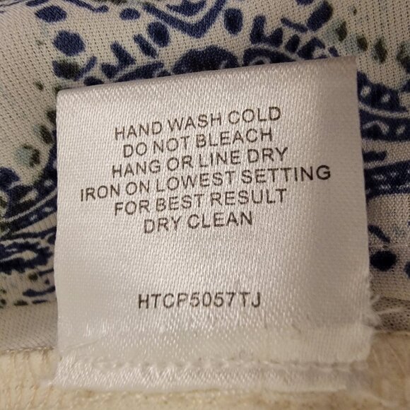 Romeo & Juliet Romper Couture‎ Blue Ivory Paisley Roll Tab Sleeve Medium NEW NWT - Picture 10 of 11